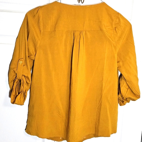 Savanna Jane Embroidered Floral‎ Rsyon Blouse Small Bold Boho Summer Yellow - Picture 7 of 7